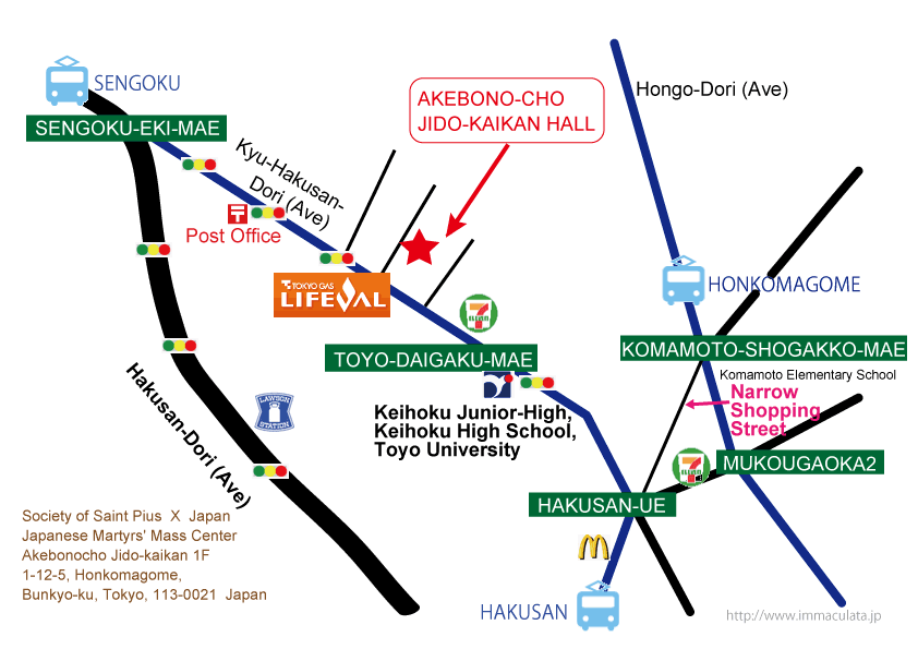Akebonocho Jido Kaikan Map (SSPX Japan Mass in Tokyo