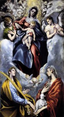 エル・グレコ　聖母子と聖マルティーナ、聖アグネス (1597-99)